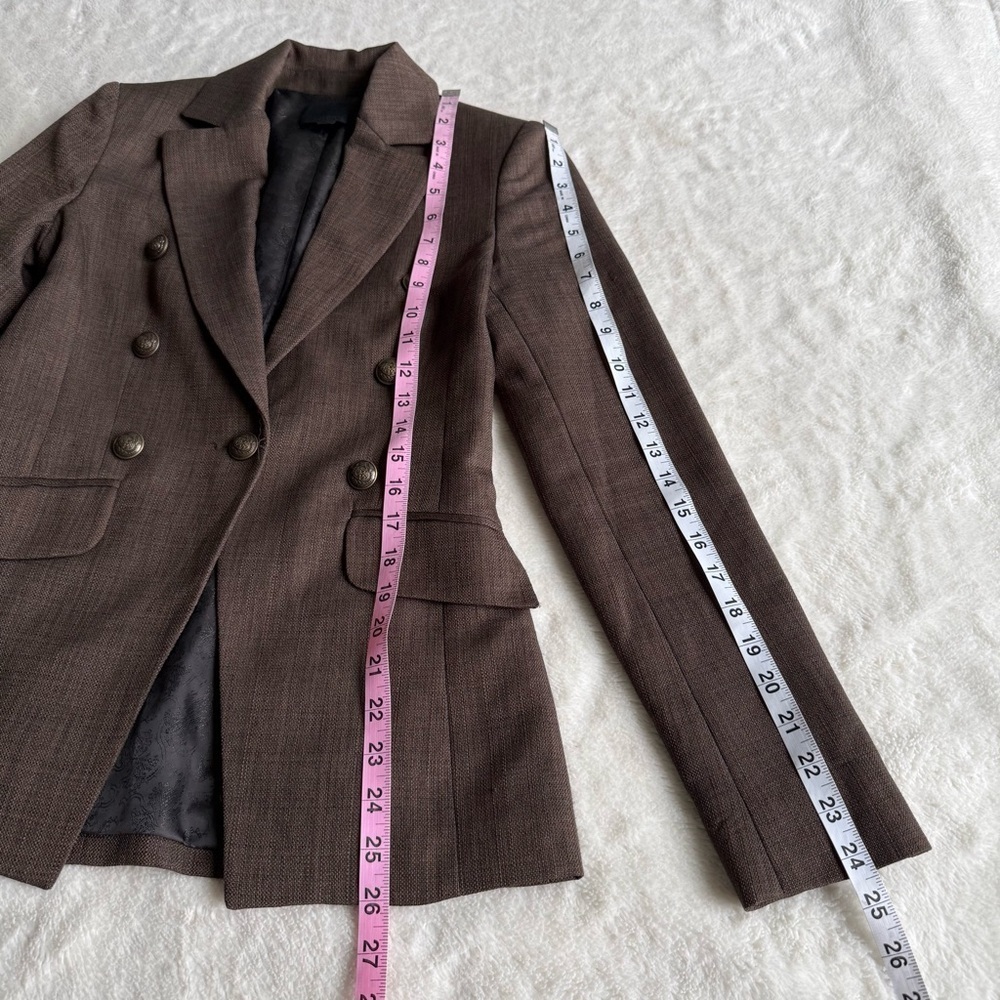 Intermix Christie Brown Slim Button Classic Blazer Petite S - Picture 5 of 12